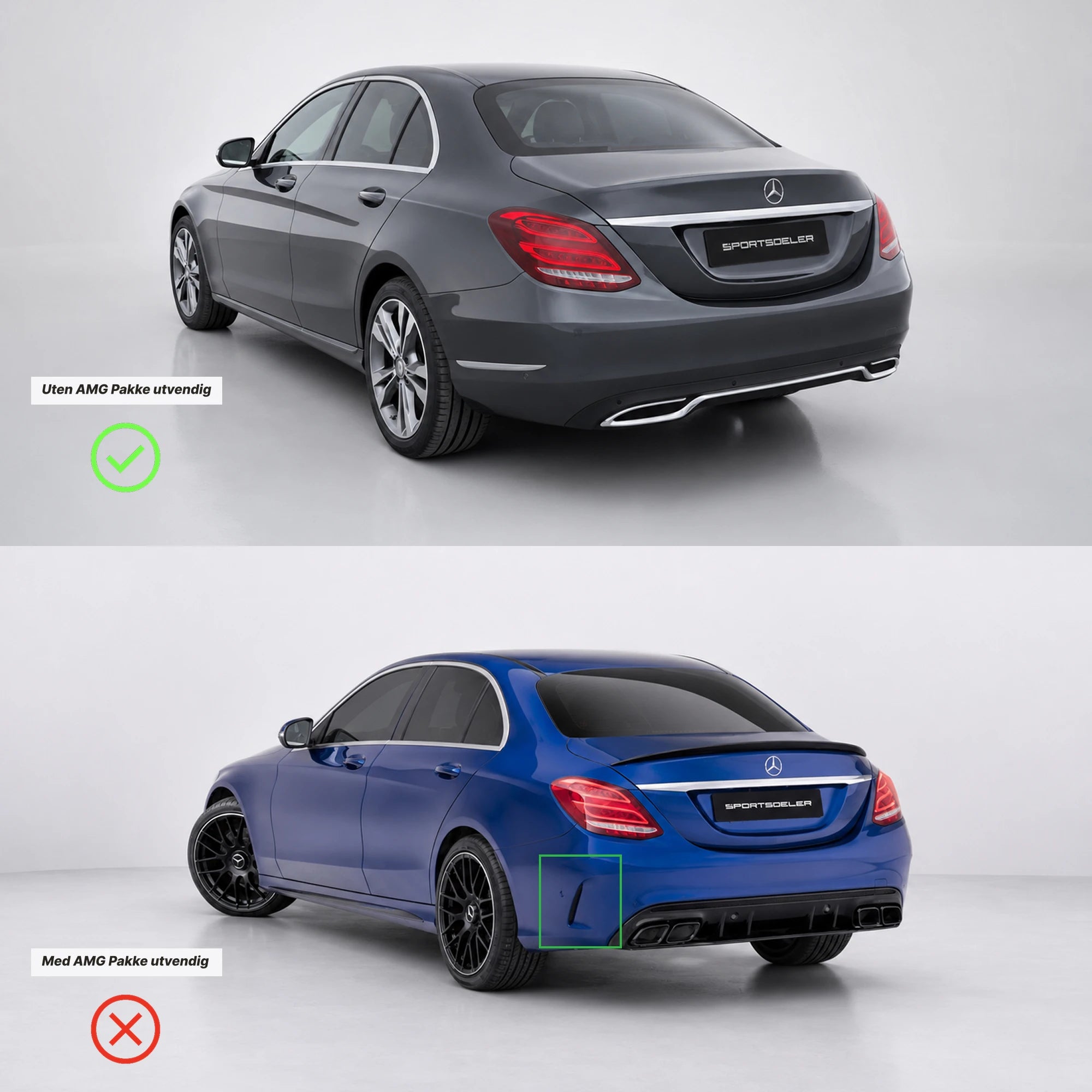 Mercedes W205 & S205 Standard Pre-Facelift Diffuser - Sportsdeler